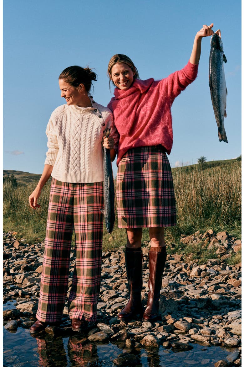 Helen Kilt Skirt, Main, color, GREEN, PINK CHECK