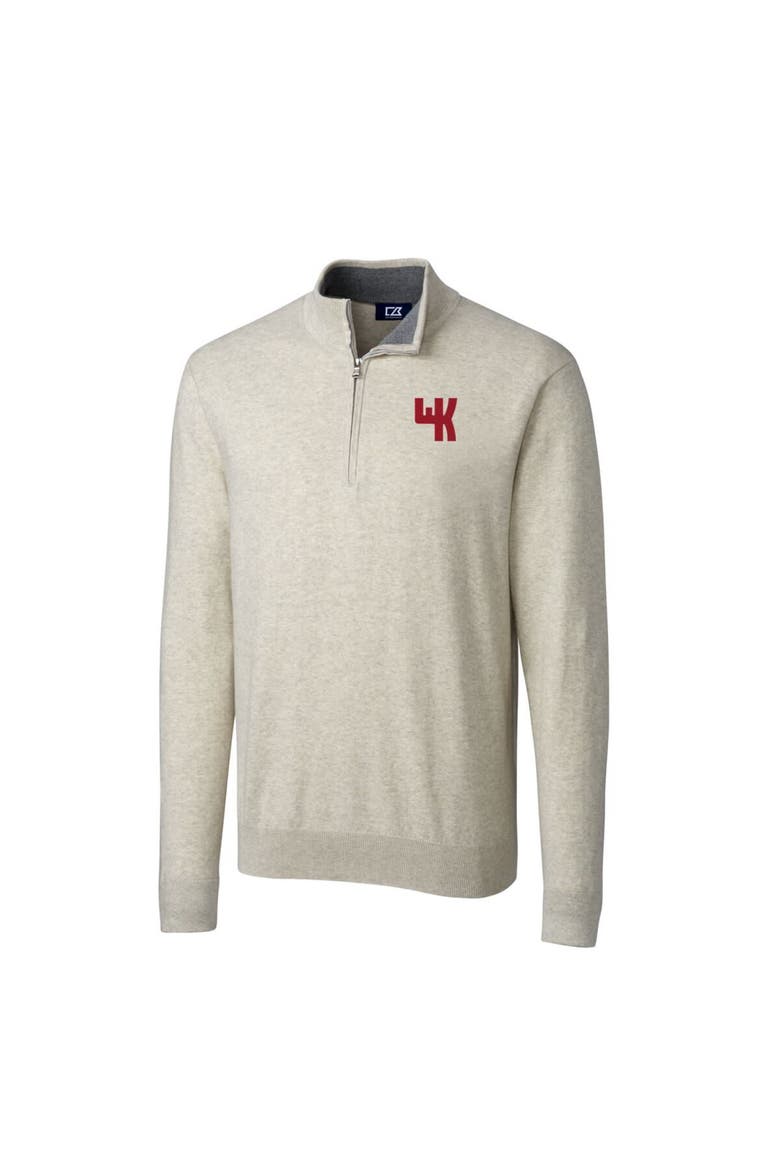 Men's Cutter & Buck Oatmeal Western Kentucky Hilltoppers Lakemont Quarter-Zip Pullover Sweater, Alternate, color, Oatmeal