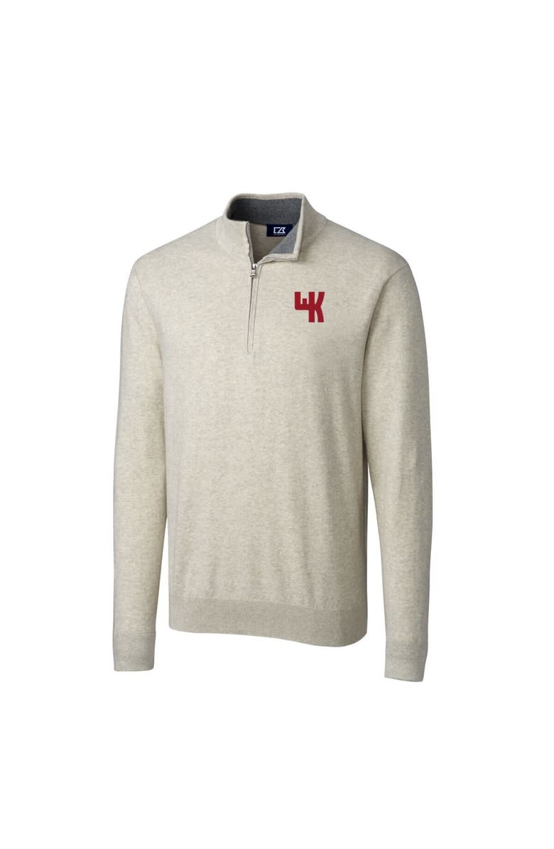 Cutter & Buck Men's Cutter & Buck Oatmeal Western Kentucky Hilltoppers Lakemont Quarter-Zip Pullover Sweater, Alternate, color,