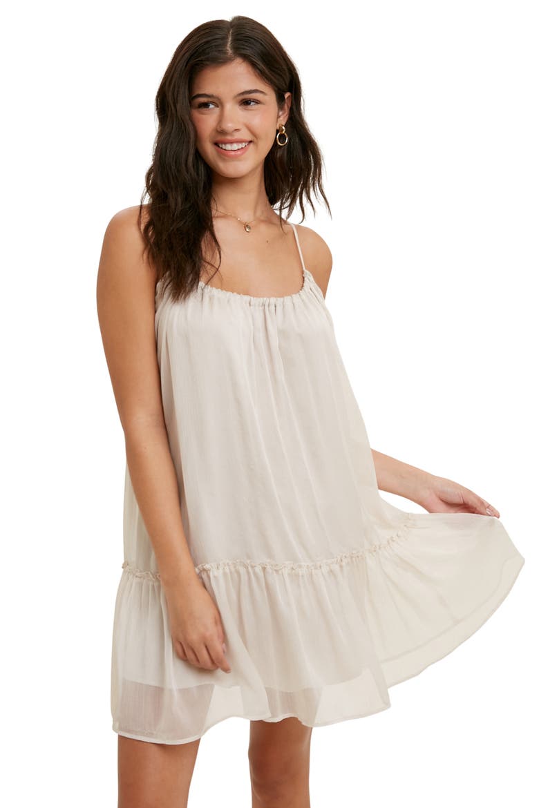 Chiffon Babydoll Minidress, Alternate, color, CHAMPAGNE