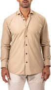 Maceoo Eins Shaped Fit Marthy3009 Brown Knit Button-Up Shirt