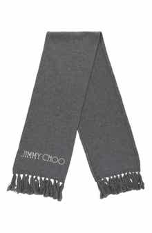 Jimmy Choo Embroidered Logo Wool Scarf