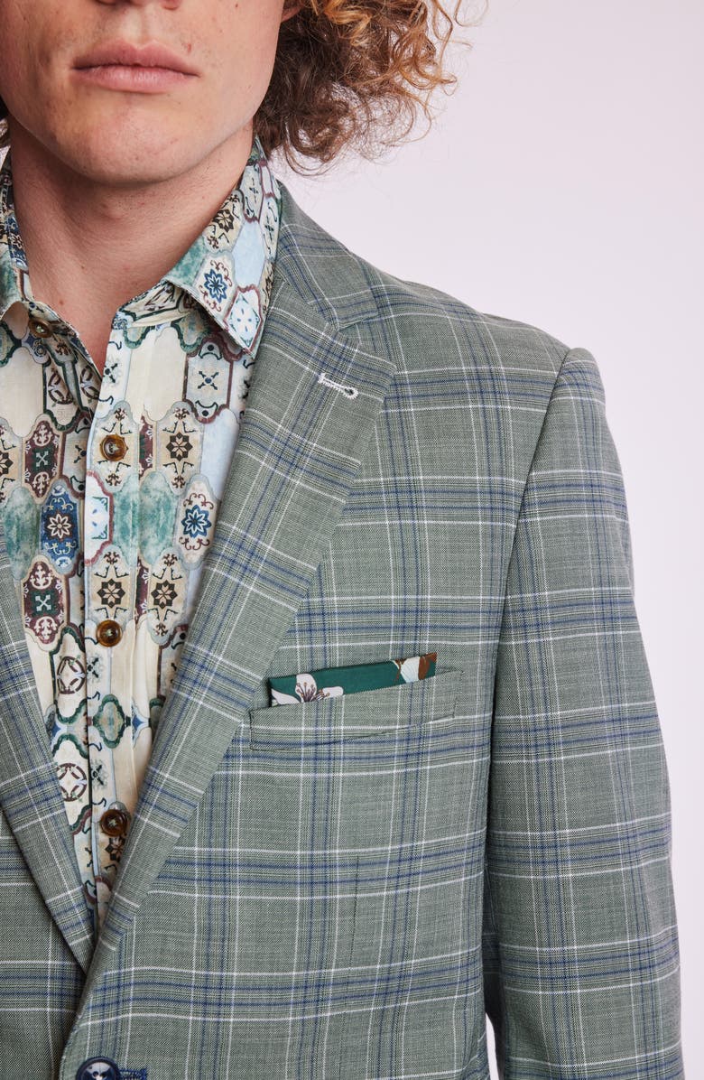 PAISLEY & GRAY Dover Slim Fit Plaid Sport Coat, Alternate, color, Green Blue White Check