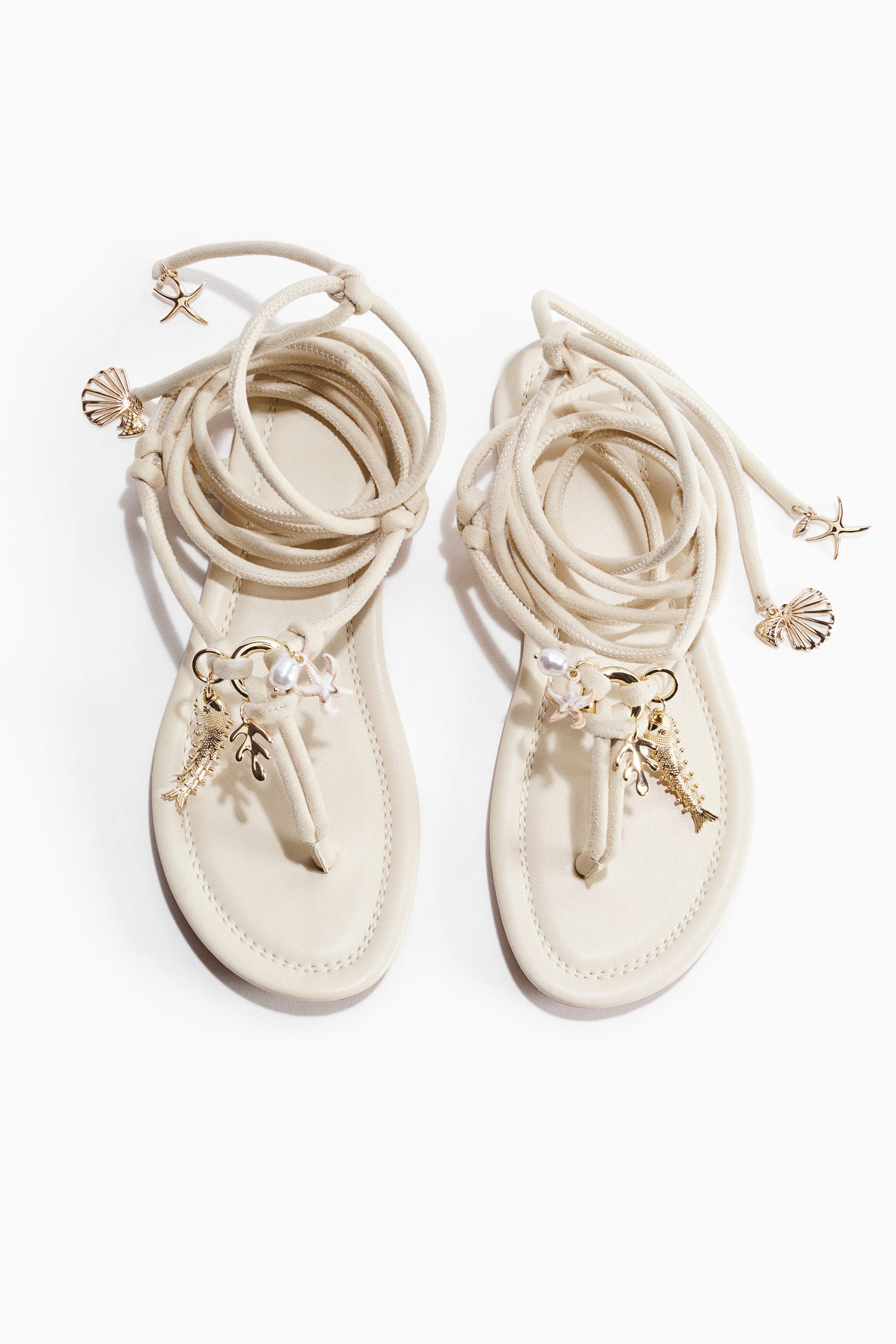 H&M Strappy Sandals, Alternate, color, Cream