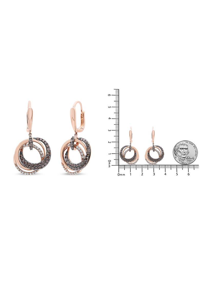 14K Rose Gold 1.00 Cttw Diamond Hoops and Circle Dangle Earrings, Alternate, color, Pink