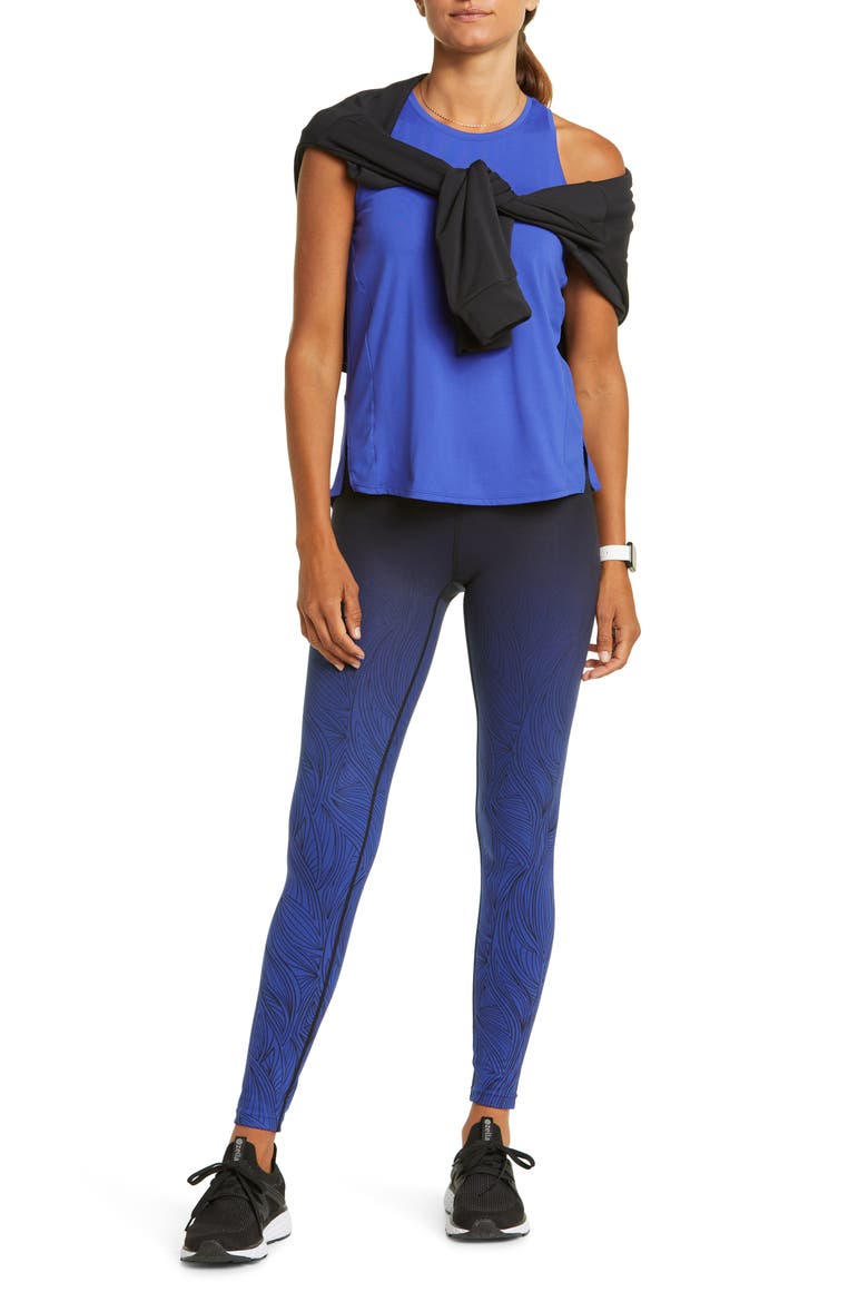High Waist Studio Lite Ankle Leggings, Alternate, color, BLUE CLEMATIS OMBRE PRINT