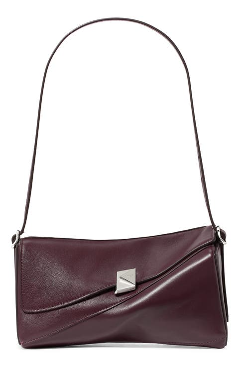 Deco Smooth Leather Twisted Flap Shoulder Bag