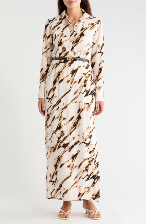 Long Sleeve Belted Shirtdress