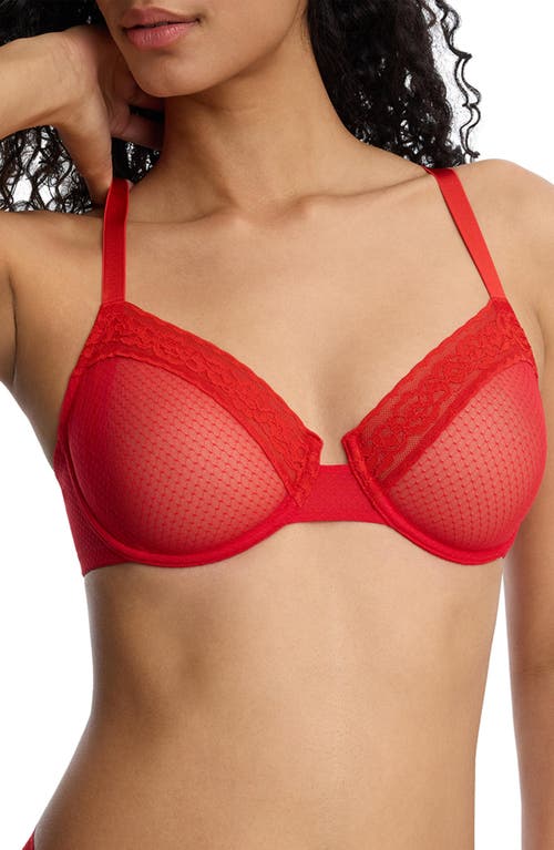 Skarlett Blue Lust Lace Underwire Balconette Bra In Red
