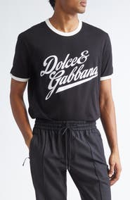 Dolce&Gabbana Flocked Logo Appliqué Ringer T-Shirt