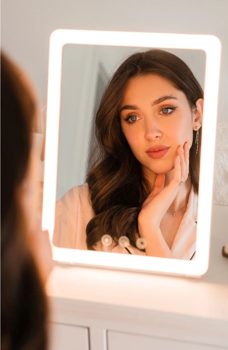 Ilios Lighting Sleek Adjustable Bright LED Slim Makeup Mirror, Alternate, color, White
