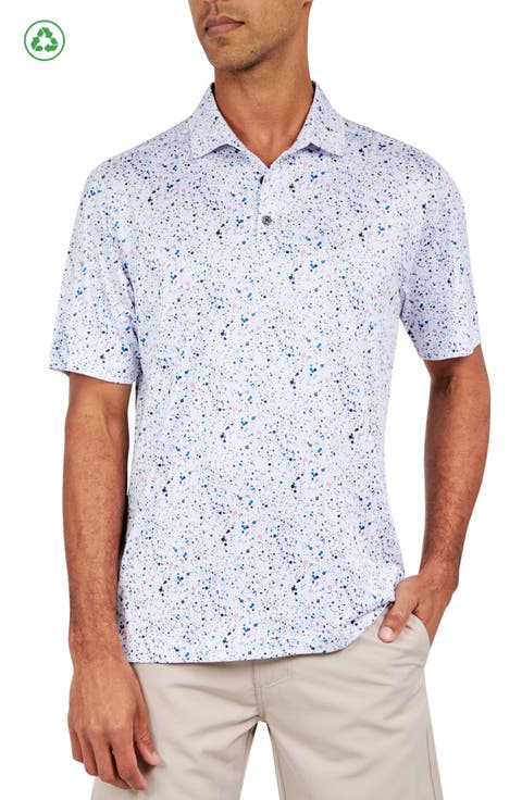 Regular Fit Paint Splatter Print Recycled Performance Golf Polo