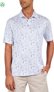 CONSTRUCT Regular Fit Paint Splatter Print Recycled Performance Golf Polo
