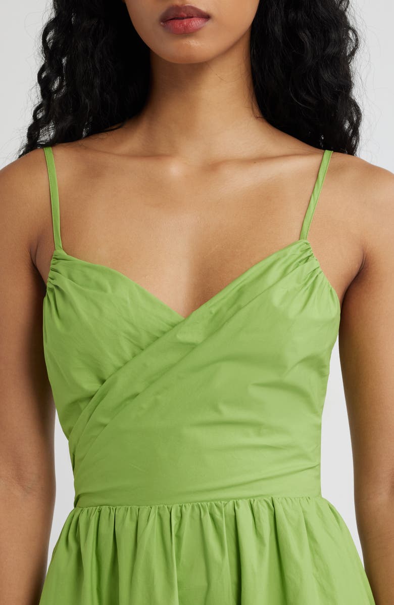 Lulus Marcella Tie Back Cotton Poplin Dress, Alternate, color, Kiwi