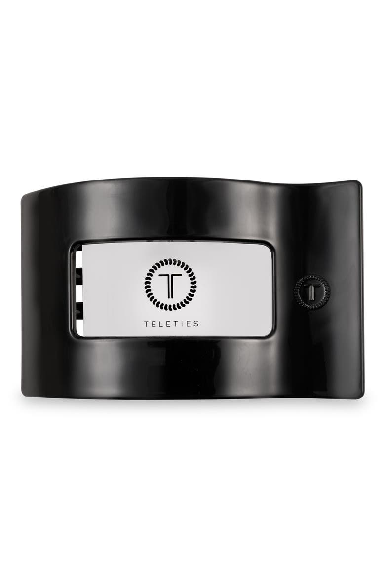 Medium Flat Rectangle Hair Clip, Alternate, color, JET BLACK