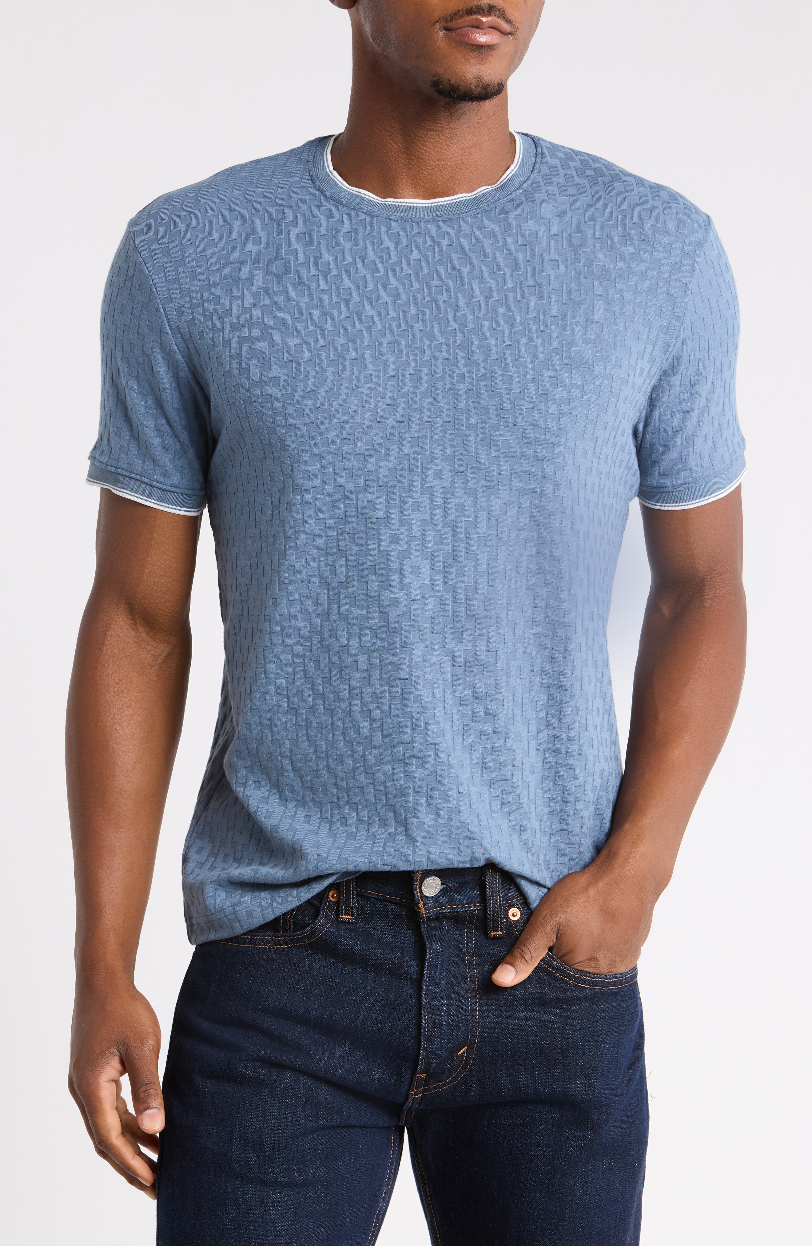 Geo Textured Tipped T-Shirt