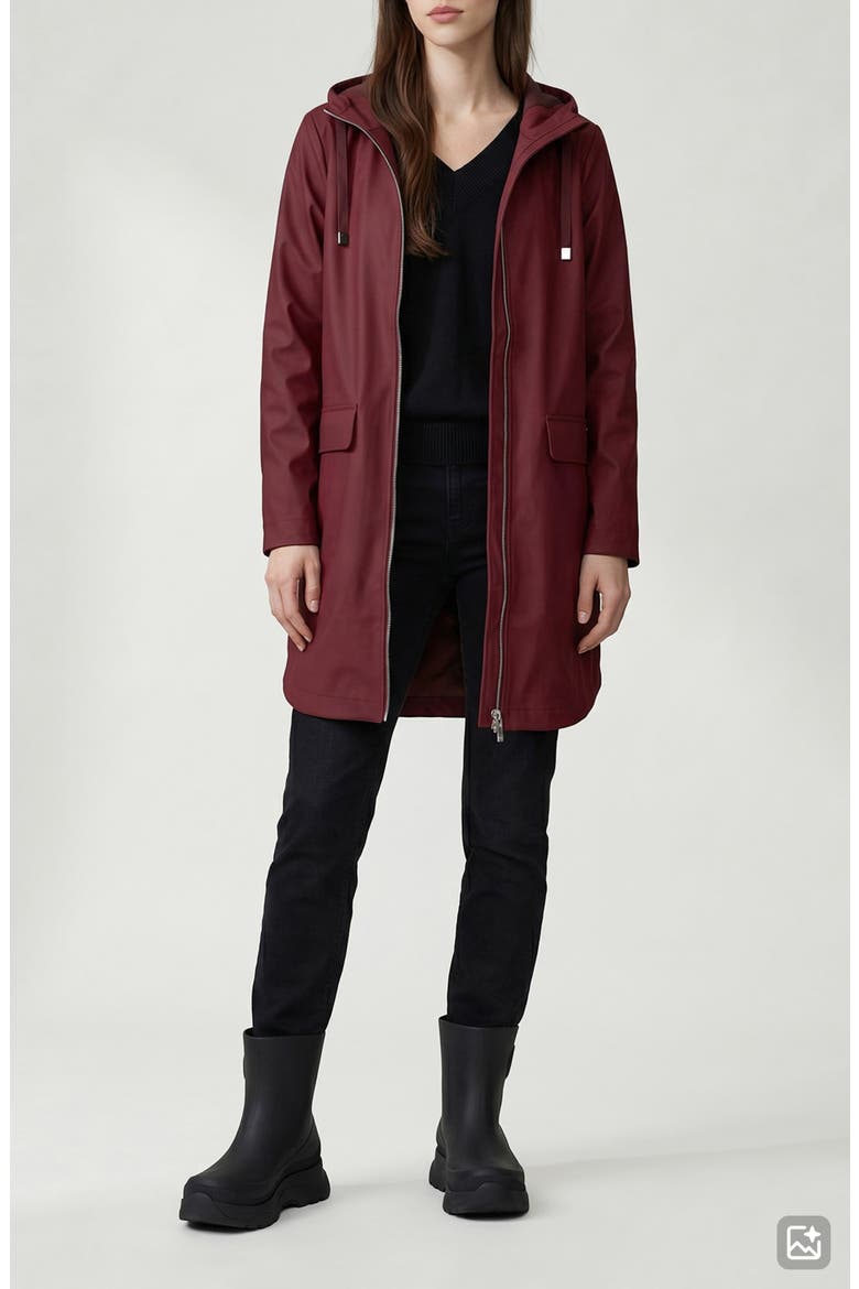 Janae Water Repellent Hooded Raincoat, Alternate, color, PORTO