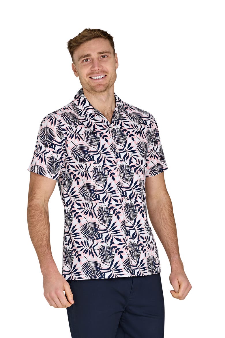 Short Sleeve Large Fern Shirt, Alternate, color, Navy