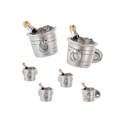 Champagne Bottle on ice Sterling Cufflinks & Studs