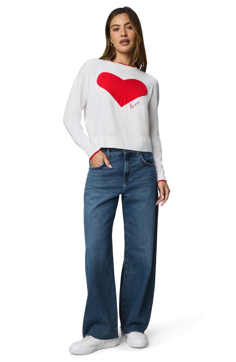 Splendid Leah Love Cotton Blend Sweater, Alternate, color, White/ Rouge