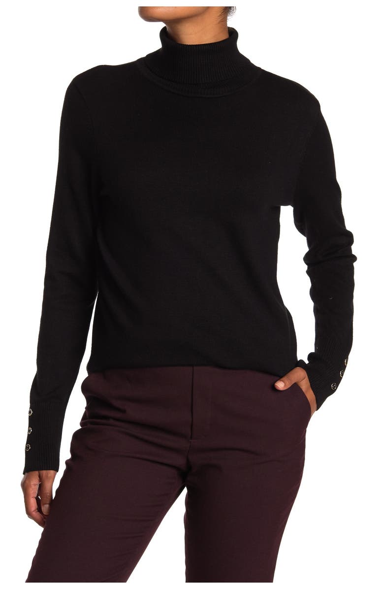 Joseph A Turtleneck Button Sleeve Pullover Sweater, Main, color,
