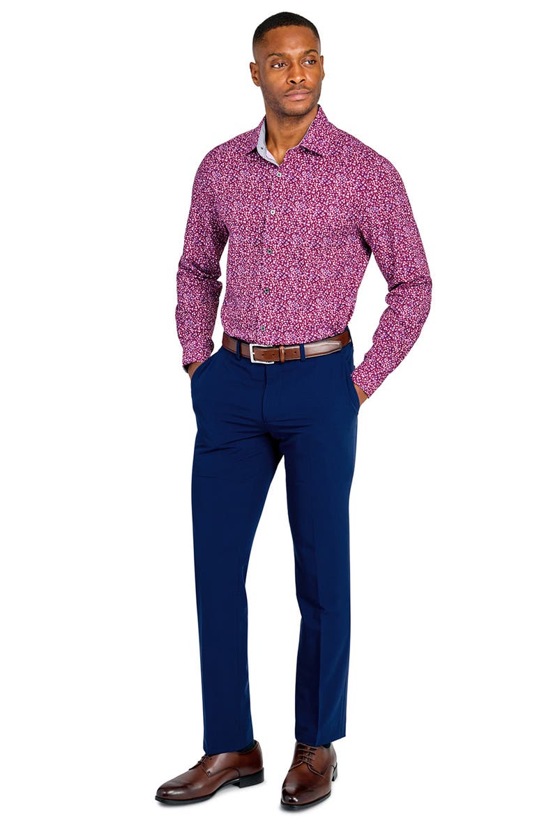 W.R.K Slim Fit Floral Performance Dress Shirt, Alternate, color, Burgundy