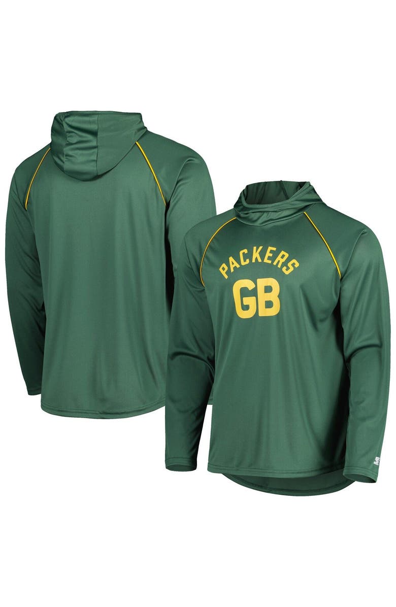 STARTER Men's Starter Green Green Bay Packers Vintage Logo Raglan Hoodie T-Shirt, Main, color, 
