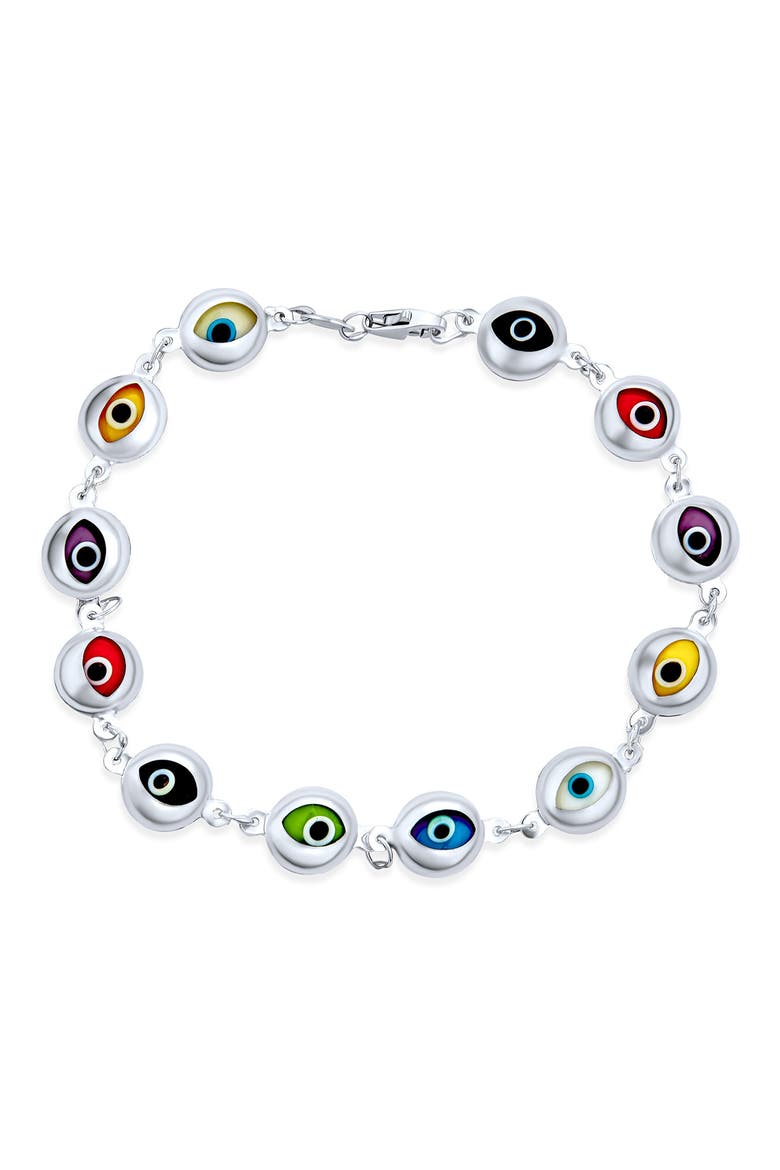 Sterling Silver Evil Eye Bracelet, Main, color, MULTI-COLOR