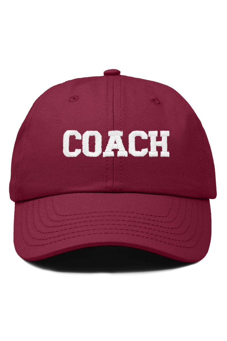 Coach Embroidered Sports Dad Cap, Main, color, Maroon