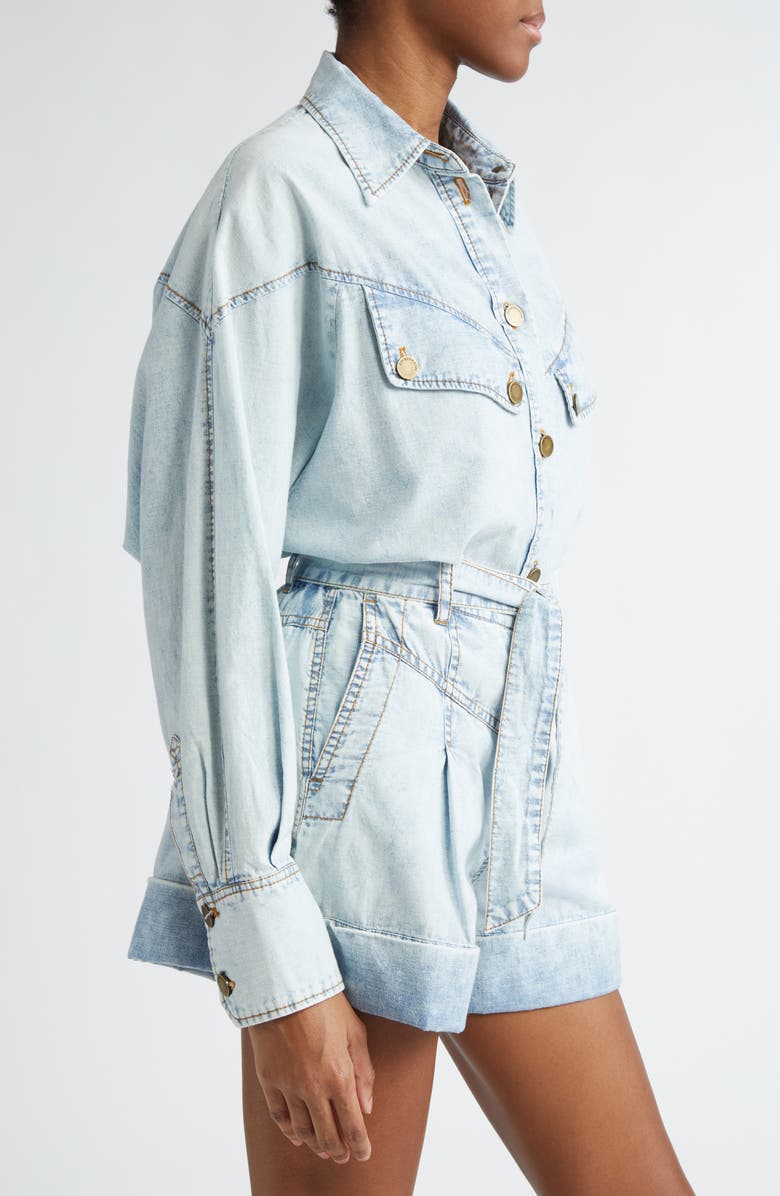 Zimmermann Western Denim Button-Up Shirt, Alternate, color,