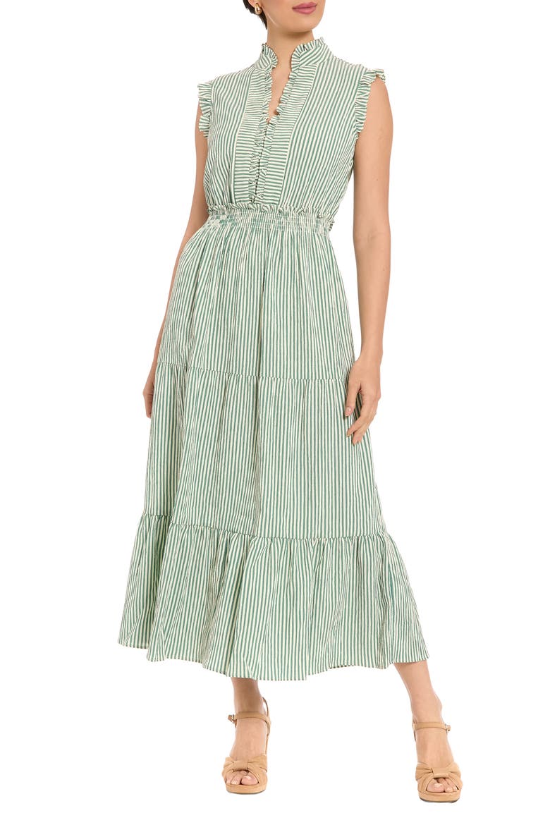 Stripe Ruffle Tiered Maxi Dress, Main, color, AVENTURINE