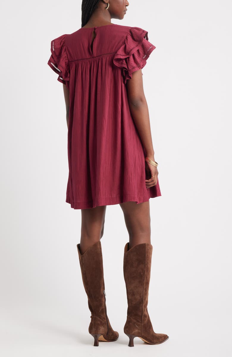 Treasure & Bond Double Ruffle Shift Dress, Alternate, color, Burgundy Rhode