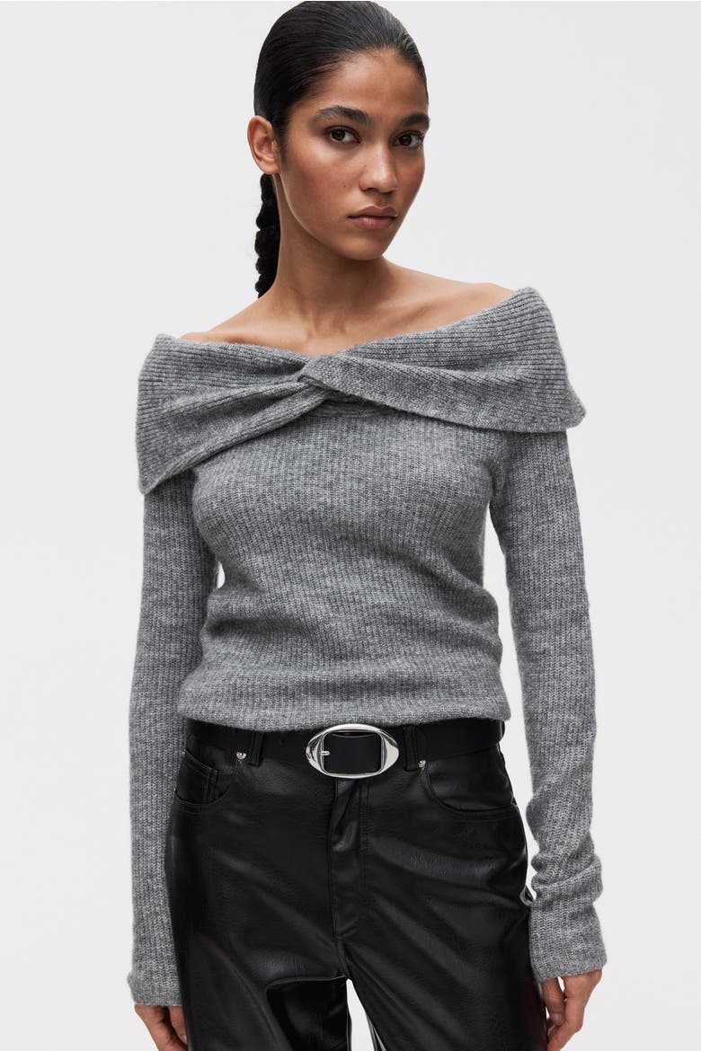 Off-the-shoulder Jumper, Alternate, color, Gray melange
