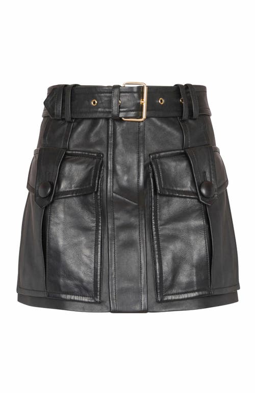 Balmain Short Lambskin Skirt In Black
