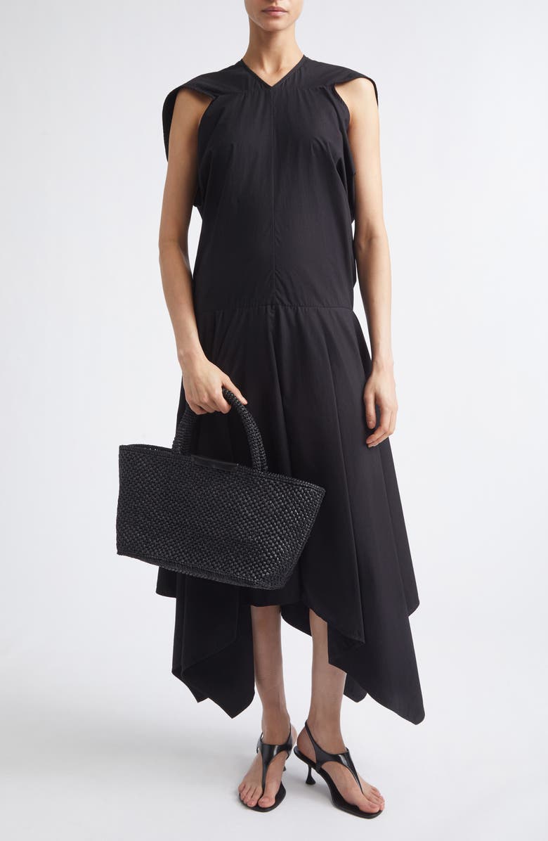 Proenza Schouler Sybella Handkerchief Hem Cotton Midi Dress, Main, color, Black Multi