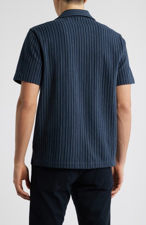 Vince Cabana Stripe Short Sleeve Button-up Camp Shirt In Blue