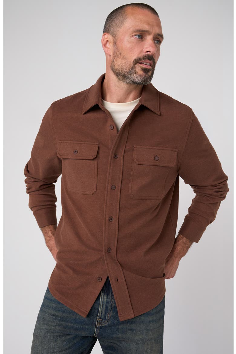 Long Sleeve Knit Button Up Shirt, Alternate, color, CHOCOLATE SAUCE