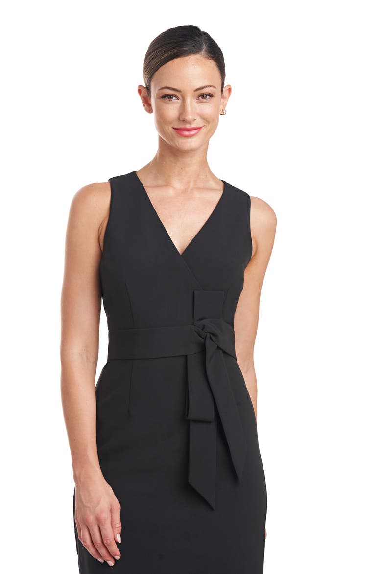 Ella Sleeveless Bow Waist Cocktail Dress, Alternate, color, BLACK