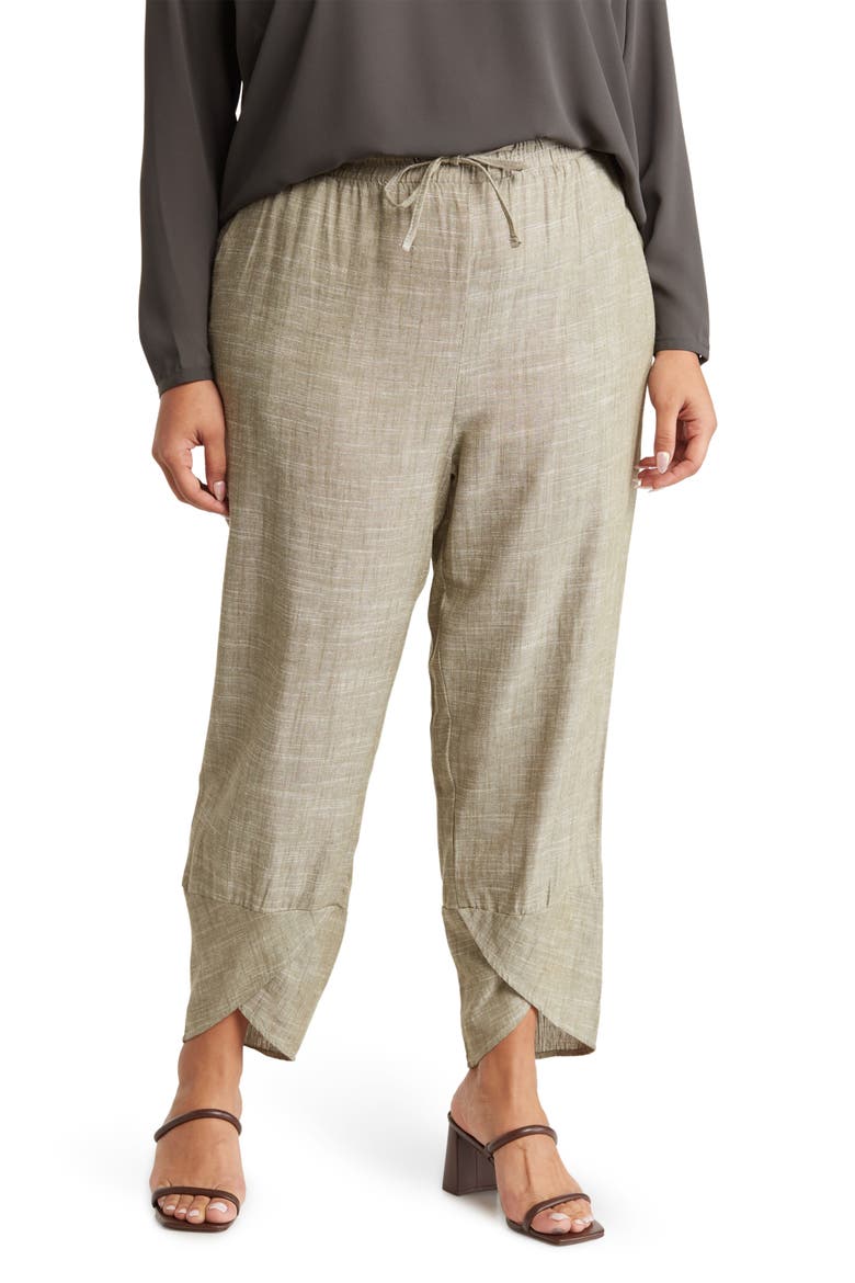 Tulip Hem Linen Jogger Pants, Main, color, OLIVE OLCDY