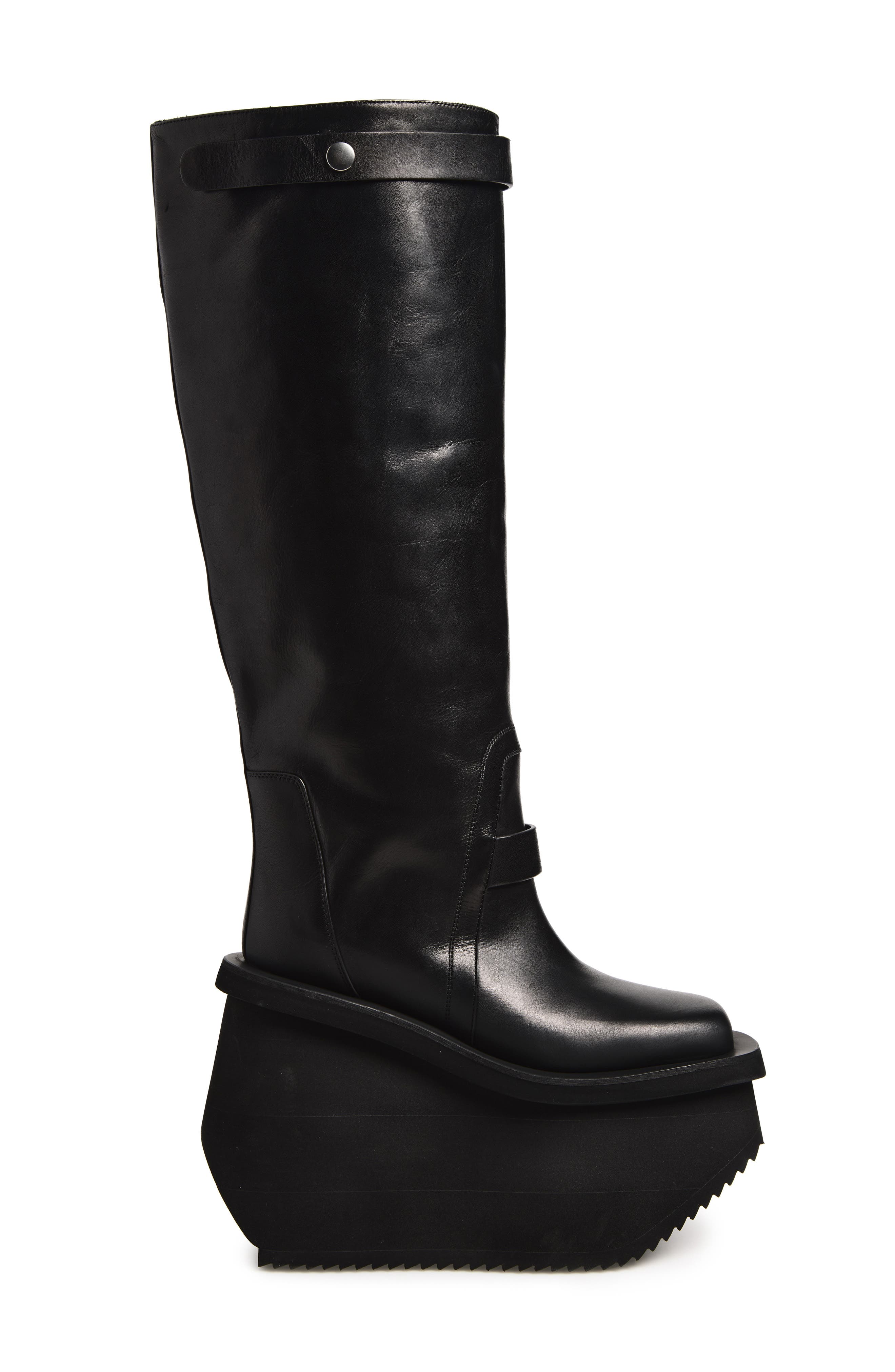 Factory Pull-On Platform Wedge Knee High Boot, Alternate, color, BLACK