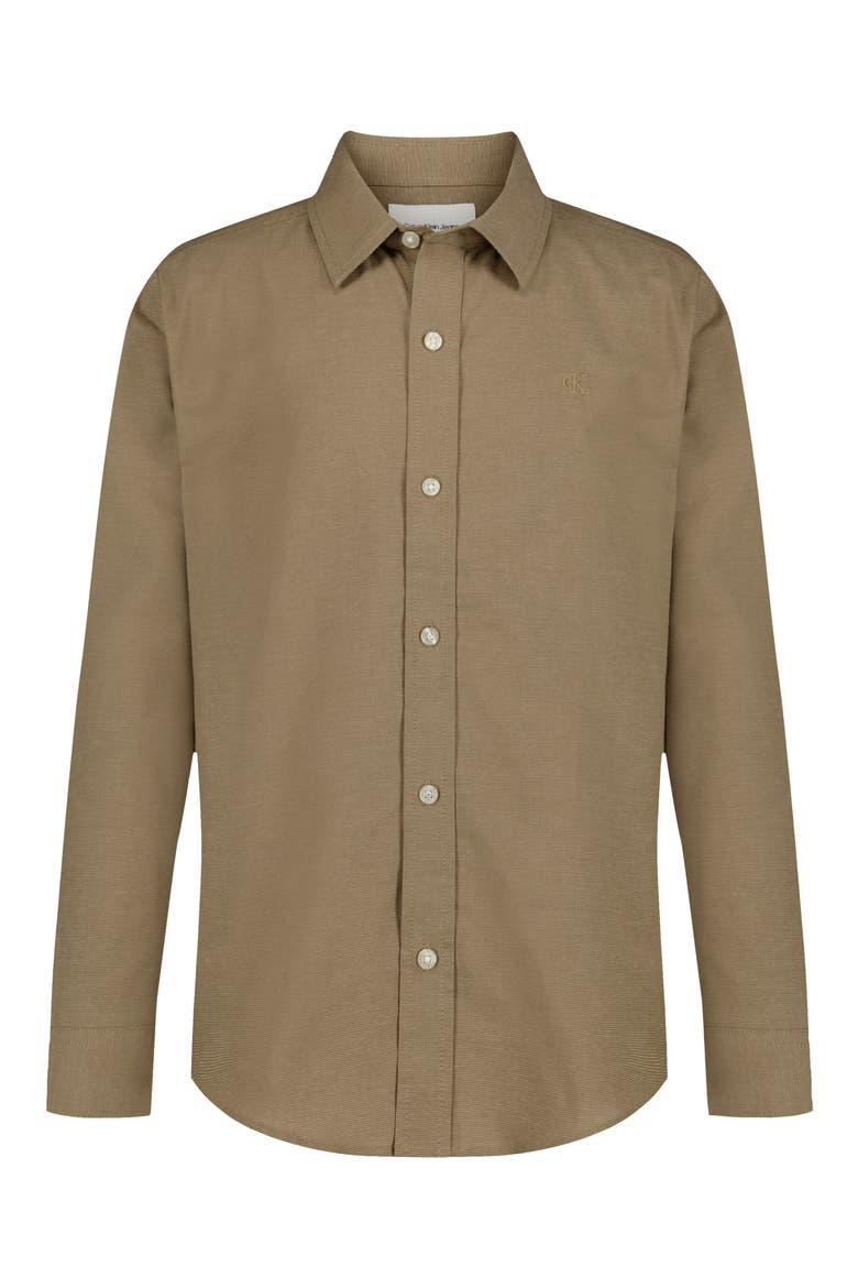 Kids' Herringbone Flannel Button Shirt, Main, color, CARIBOU