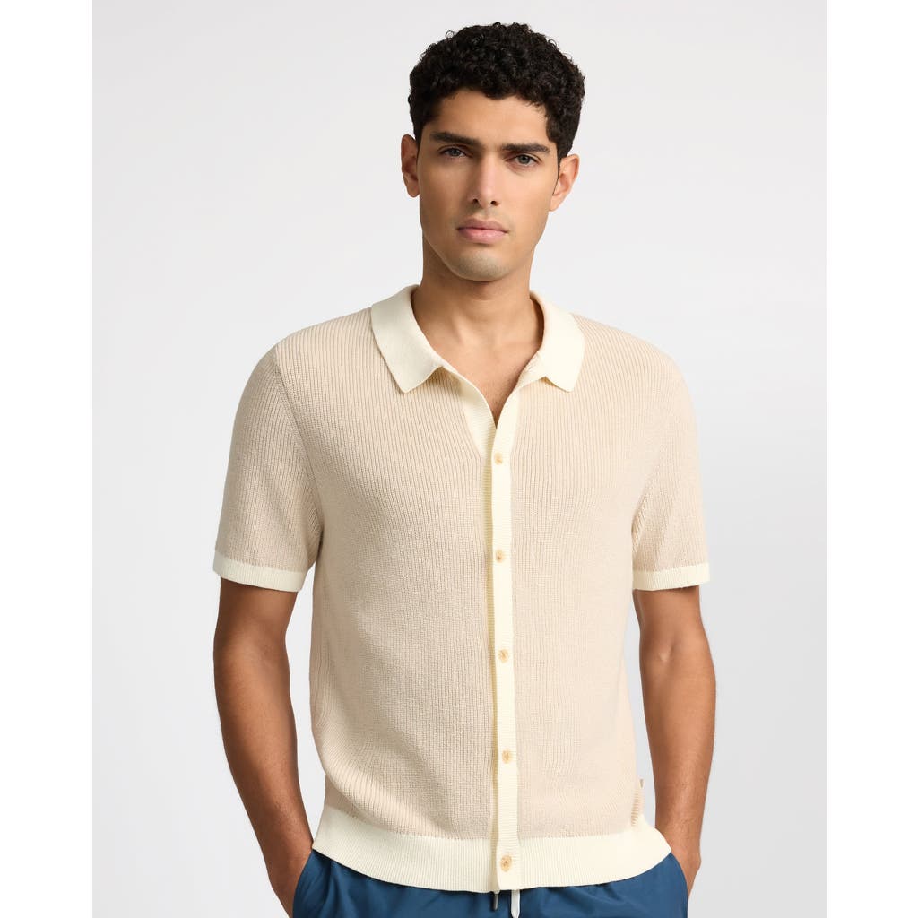 Onia Cotton Linen Button Up Sweater In Brown