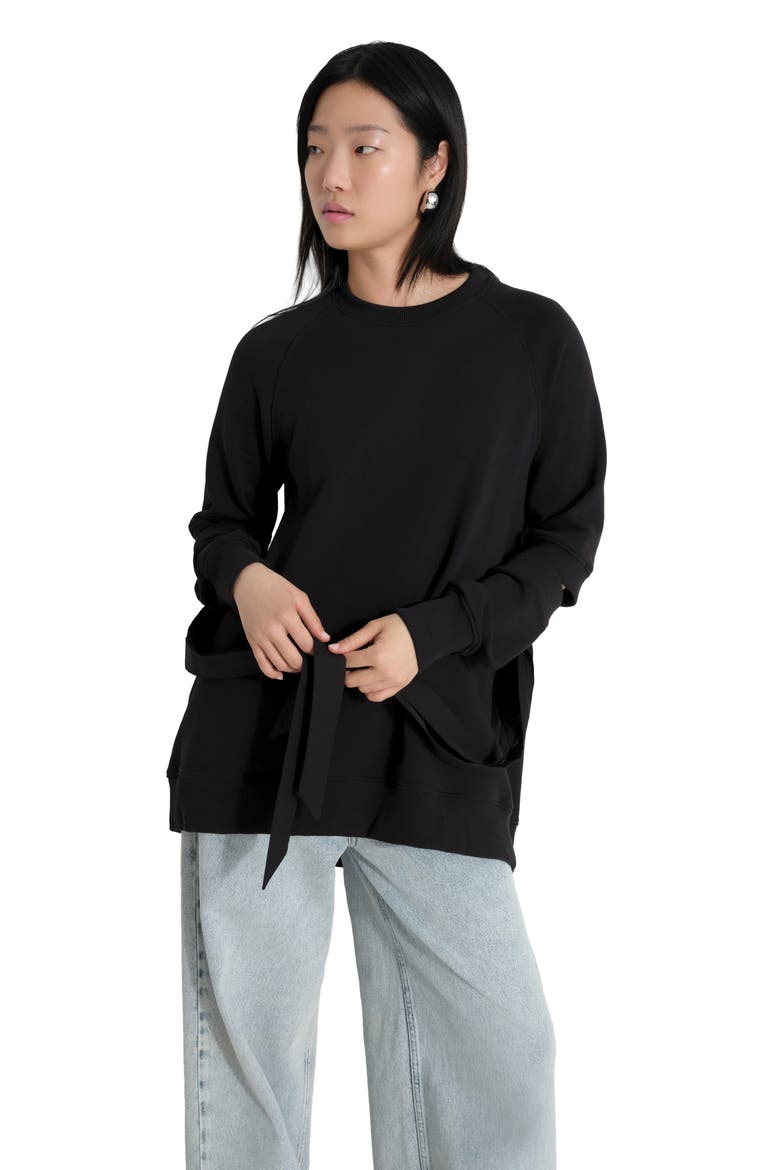 Mavi Elbow Cutout Sweatshirt, Alternate, color, BLACK