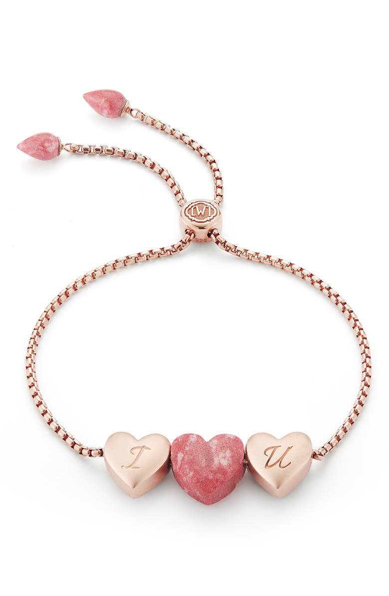 LuvMyJewelry Luv Me Heart Thulite Slide Bracelet, Main, color, 14Kt Rose Gold Vermeil