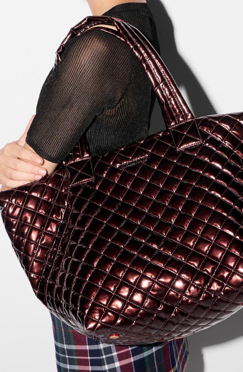 MZ Wallace Medium Metro Deluxe Quilted Nylon Tote, Alternate, color, Bordeaux Lacquer