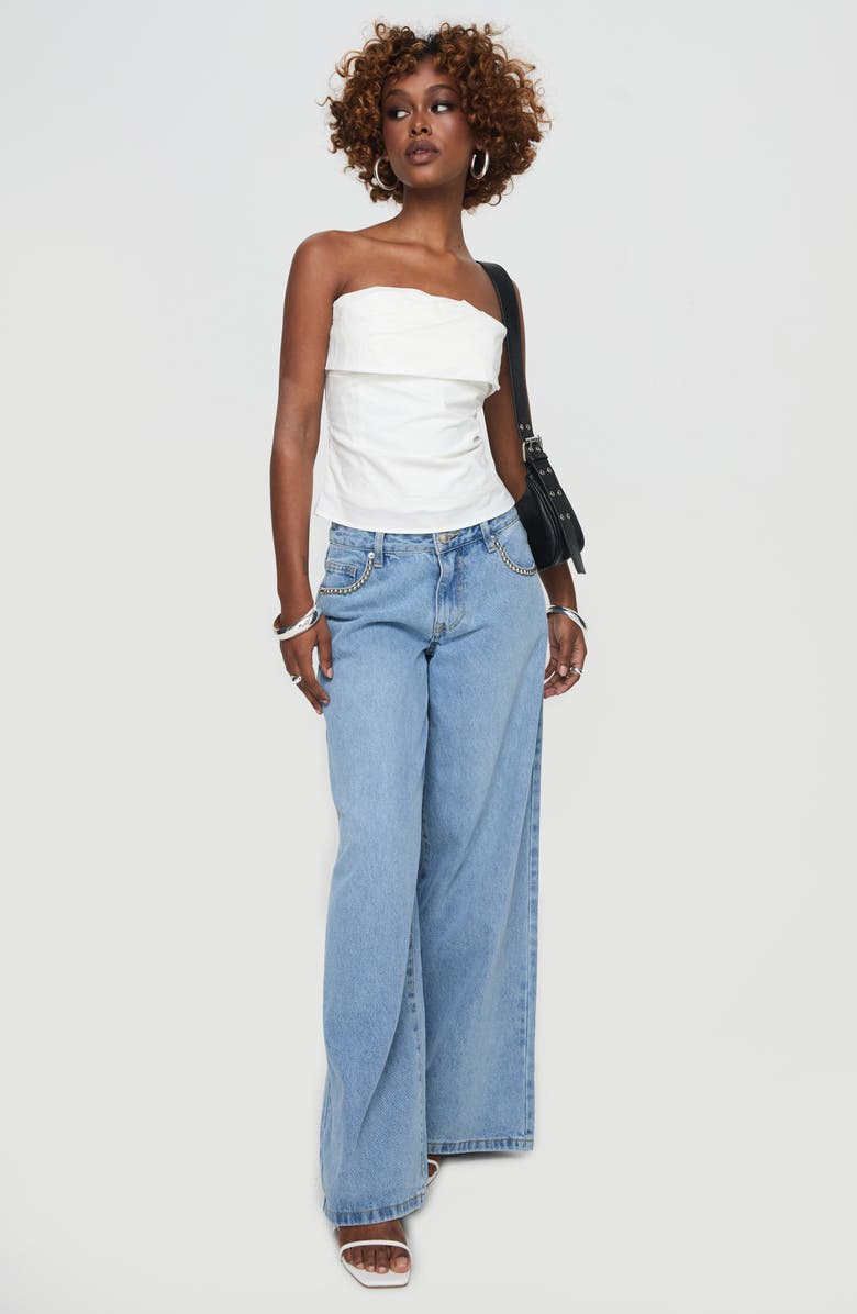 Princess Polly Xandria Foldover Strapless Cotton Top, Alternate, color, 