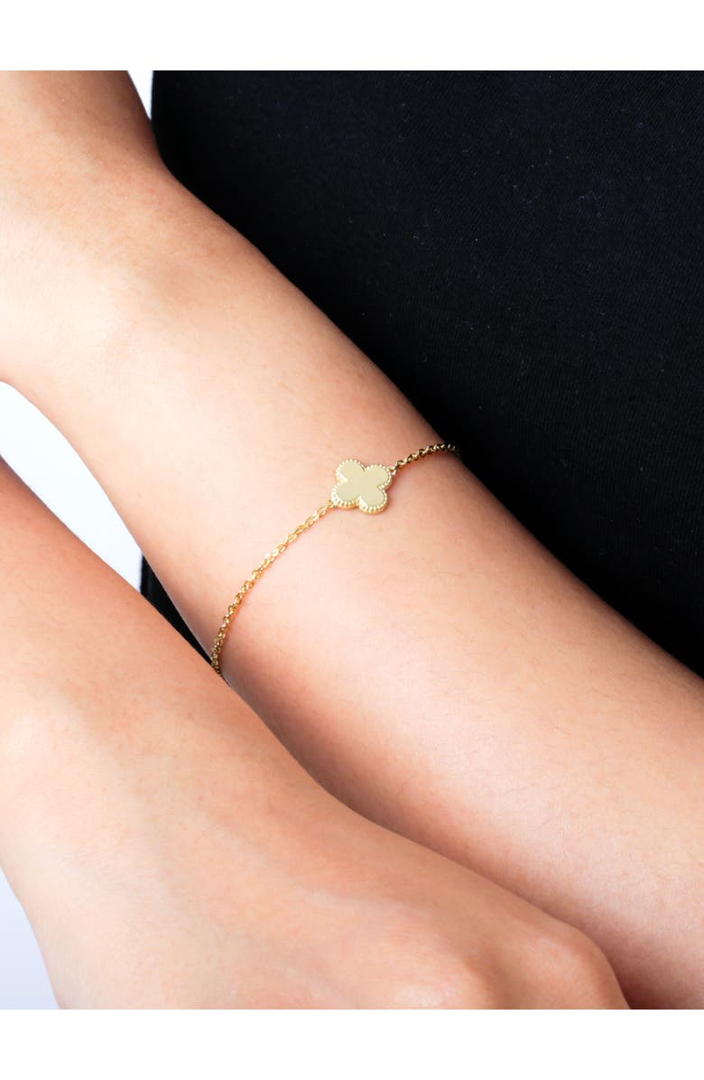 DEVATA Clover Charm Chain Bracelet in 14K Gold, Alternate, color, Yellow Gold