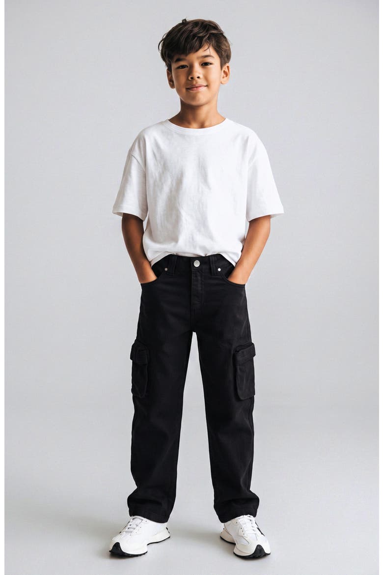 Kids' Maxwell Cargo Baggy Jeans, Alternate, color, BLACK