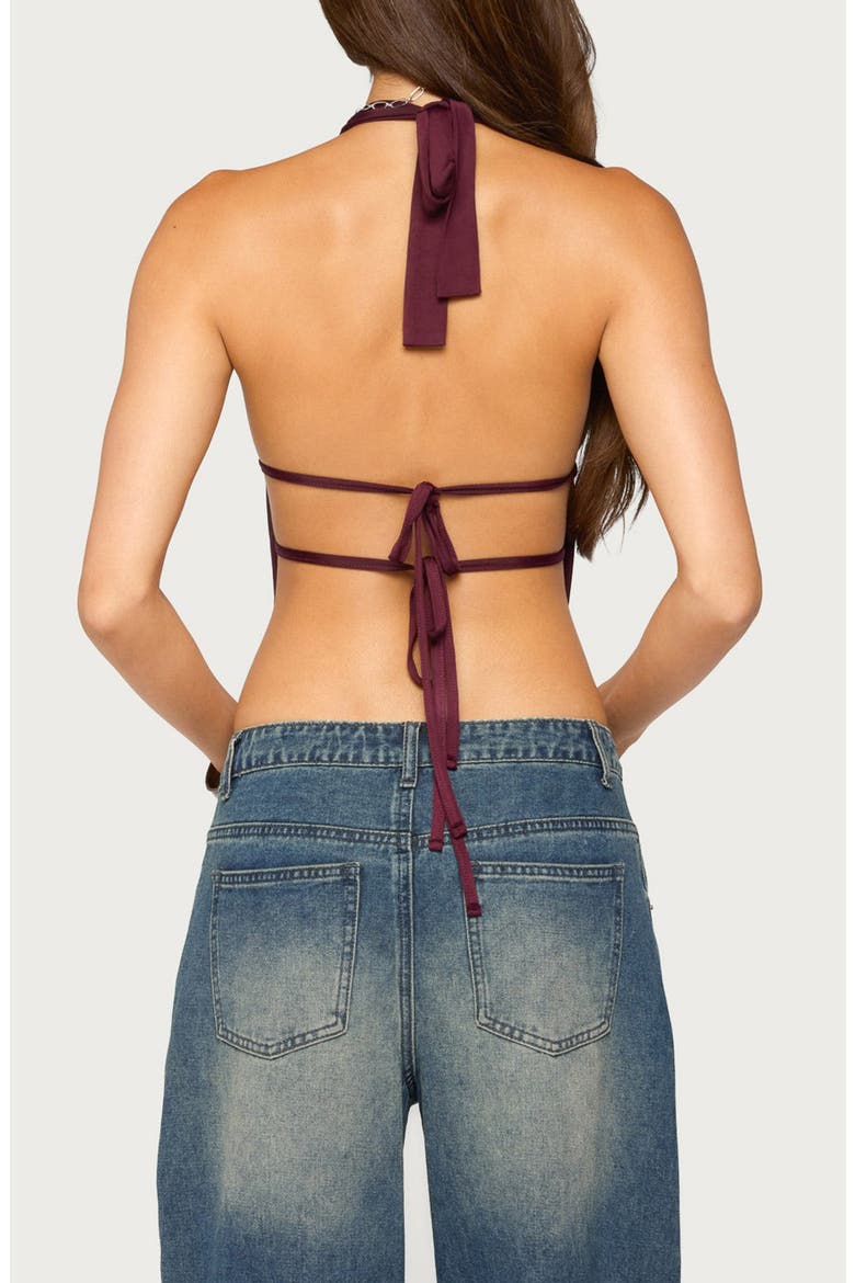 Eina Cowl Neck Halter Top, Alternate, color, BURGUNDY