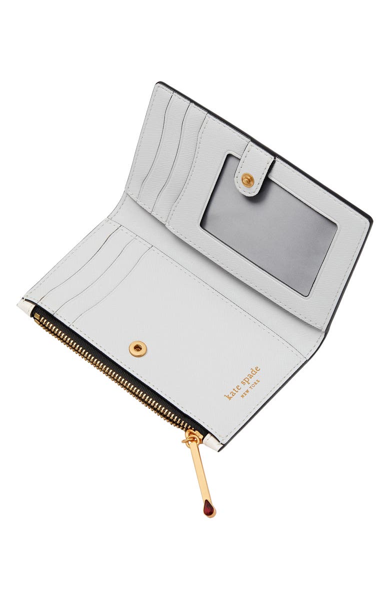 Kate Spade New York morgan matchbox embossed leather wallet, Alternate, color, Parchment Multi